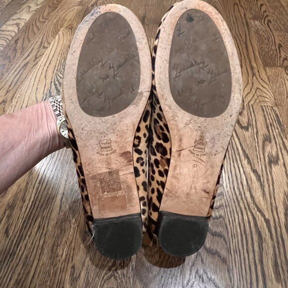 MARCHEZ VOUS Tan Leopard Pascale Calf-Hair Flat Size 9 - Picture 6 of 6